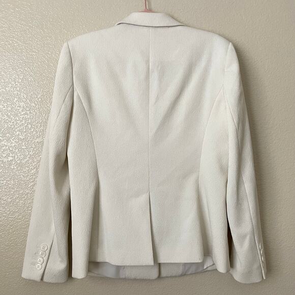 Reiss Blazer Womens Size 10 Cream Textured Knit Quiet Luxury Minimaist Preppy - Picture 7 of 15